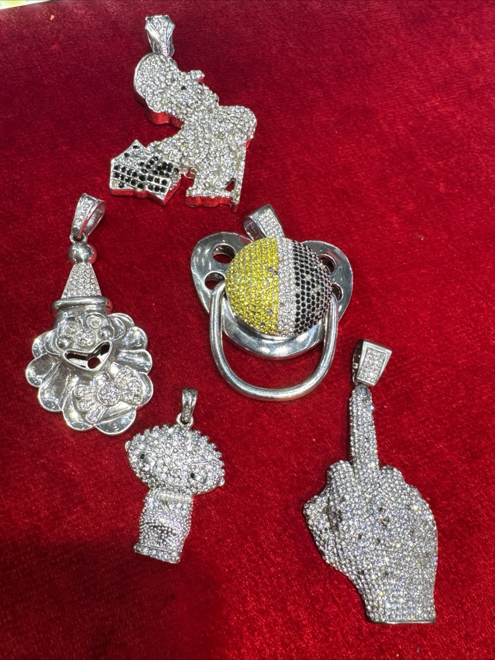 Lot of 5 Fashion CZ Pendants Charms Mixed Colors Missing Stones Wholesale Repair